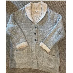 J JILL Boucle Chunky Shawl Collar Button Front Patch Pockets Cardigan Sweater XL